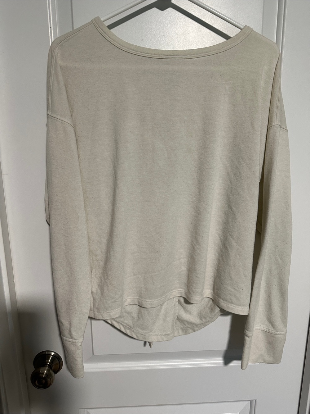 Old Navy Cream Long-Sleeve Lightweight Sweatshirt